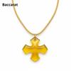 Used Baccarat Occitane Cross Necklace Crystal Yellow 84641