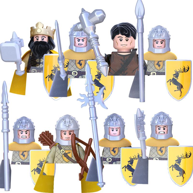 Military Building Blocks Solider Figures Gifts Toys Movie Science Fiction Series Medieval Knight Legion Weapons Shield Flag MOC
