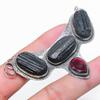 Natural Black Tourmaline, Garnet 925 Sterling Silver Jewelry Pendant 2.17" A2C60