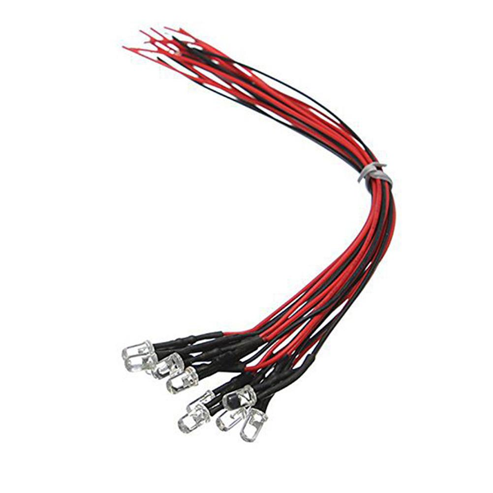 10pcs 5Mm 12V Pre Wired Led Light Beads Flexible Cable For Rc Car Decoration Low Power Consumption Long Service Life Pre Led
