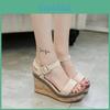 Womens Flat Sandals With Velvet Upper And Ankle Buckle For Summer Casual Wear