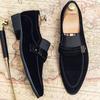 Fashion New Designer Pointed Suede Leather Shoes For Men Black Formal Monk Strap Loafers Wedding Homecoming Drss Sapato Social Masculino