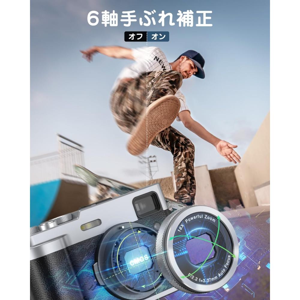 5K Digital Camera That Can Be Sent To Smartphone, 48 Million Pixels, 30fps, Wifi Function, Retro, 6-axis Image Stabilization, Front and Rear Dual Lens