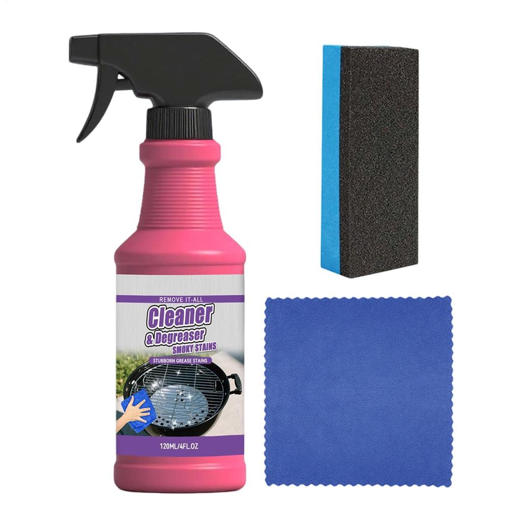 120ml Grill Cleaner Spray for BBQ Oven Stove Grease Remover Heavy Duty Degreaser Baked On Grease Burnt On Food Outdoor Indoor