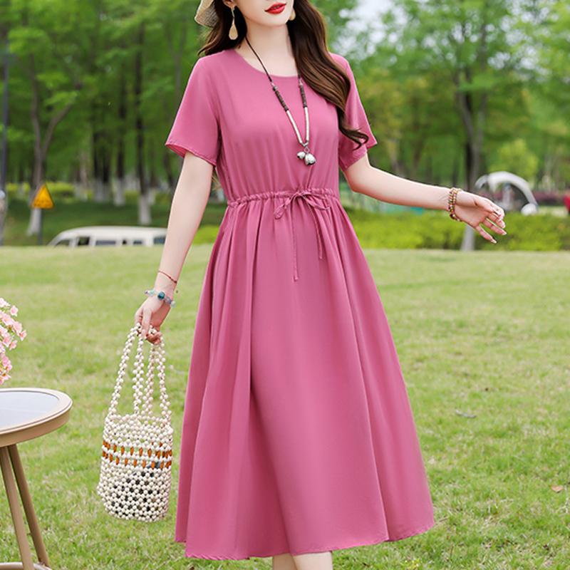 

Повседневное женское платье летняя винтажная одежда свободные короткие рукава большие размеры элегантные длинные платья 5XL арбуз красный