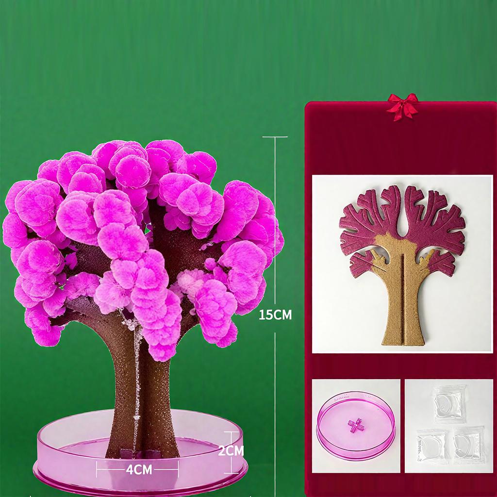DIY Artificial Crystal Growing Magic Sakura Paper Tree Novelty Toy Christmas Tree Kids New Year Gift Xmas Home Decor Ornament