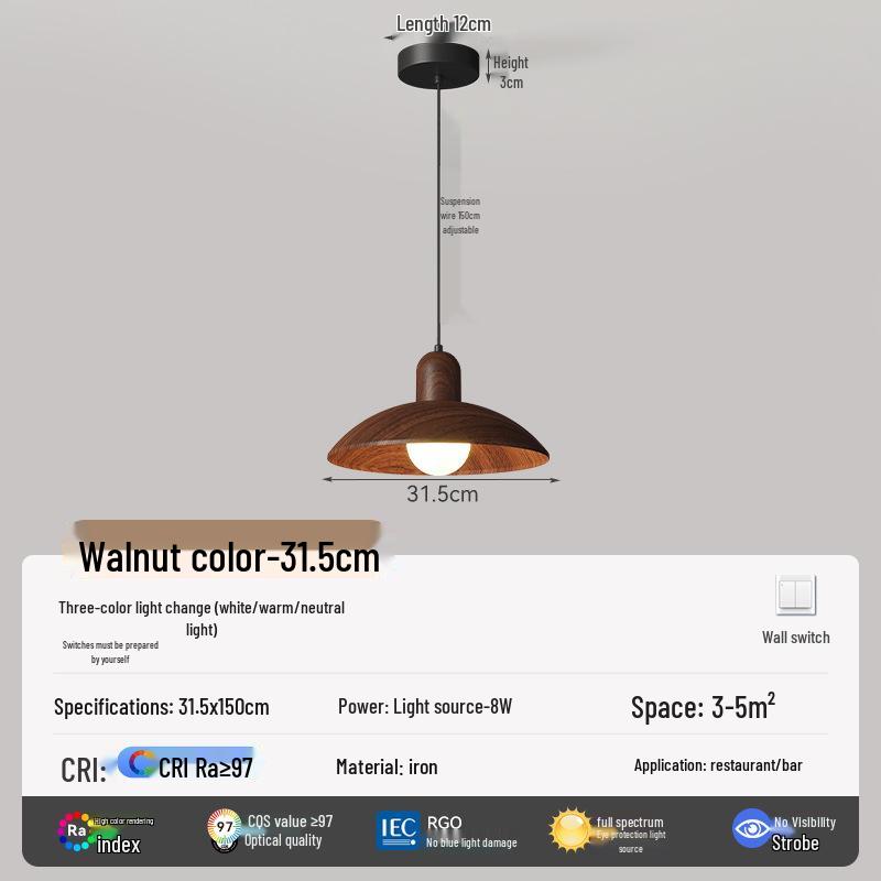 

Walnut Finish Pendant Light - Wabi-Sabi Style for Restaurants, Bars, and Homes