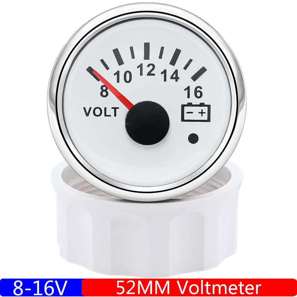 Waterproof IP67 52mm Voltmeter with Alarm Red Backlight 8~16V,18~32V Voltage for Automobile Car Marine Boat Yacht 12V24V Custom