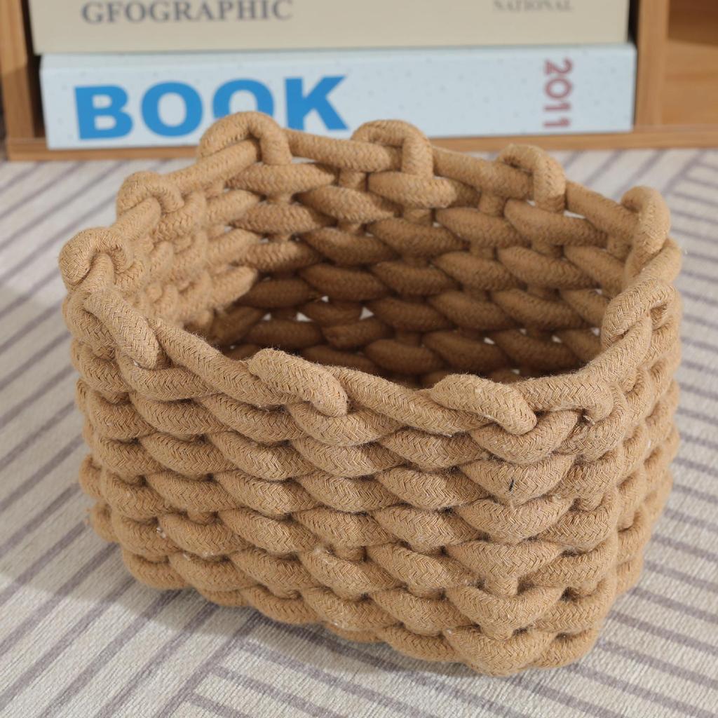 Braided Cotton Rope Multi-Color Storage Basket - Nordic Style Makeup & Sundries Organizer
