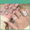 Elegant Adjustable Pearl And Silver Geometric Ring For Women Unique Design Accessory