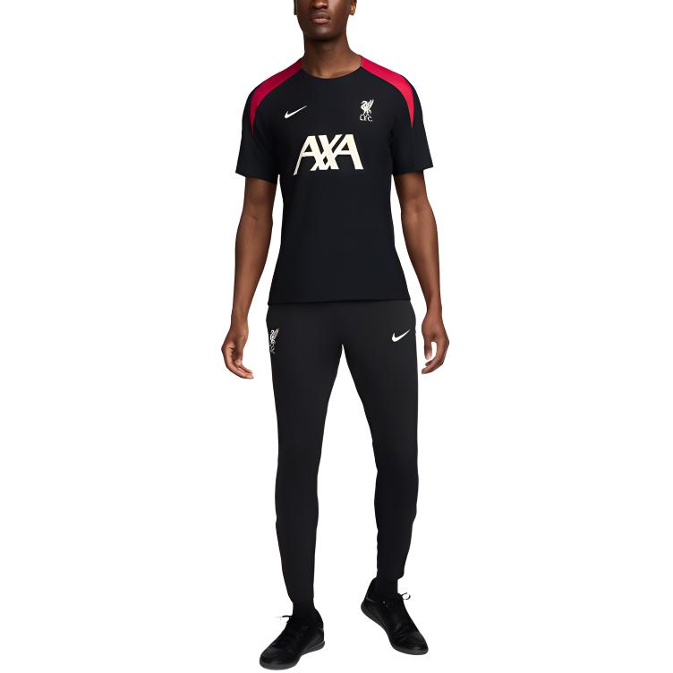 Nike Dri-FIT Liverpool Football Club Logo Print Drawstring Moisture-Wicking Knit Sports Pants Men Pants Black FN9307-010