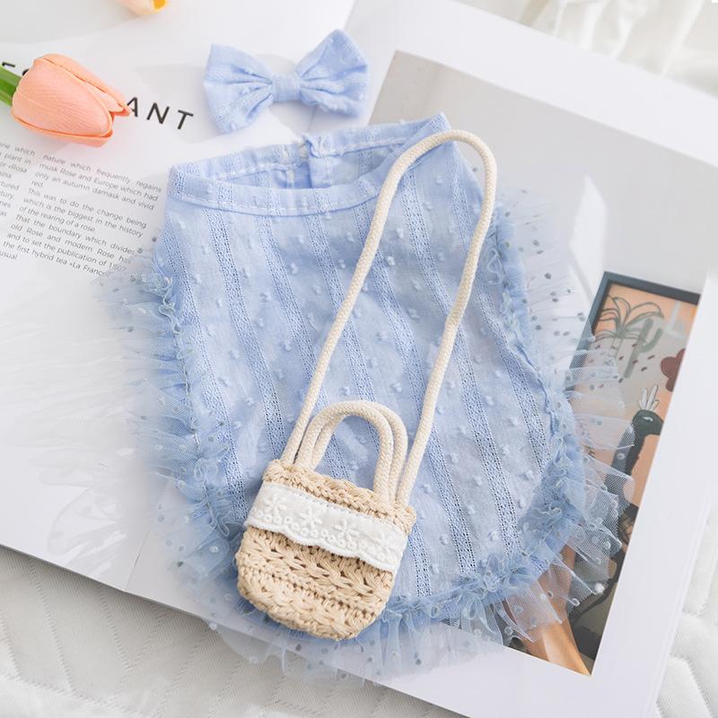 Dog Clothes Spring and Summer Princess Wind Quiet Pastoral Vest Teddy Than Bear Small and Medium Dog Pet Clothes