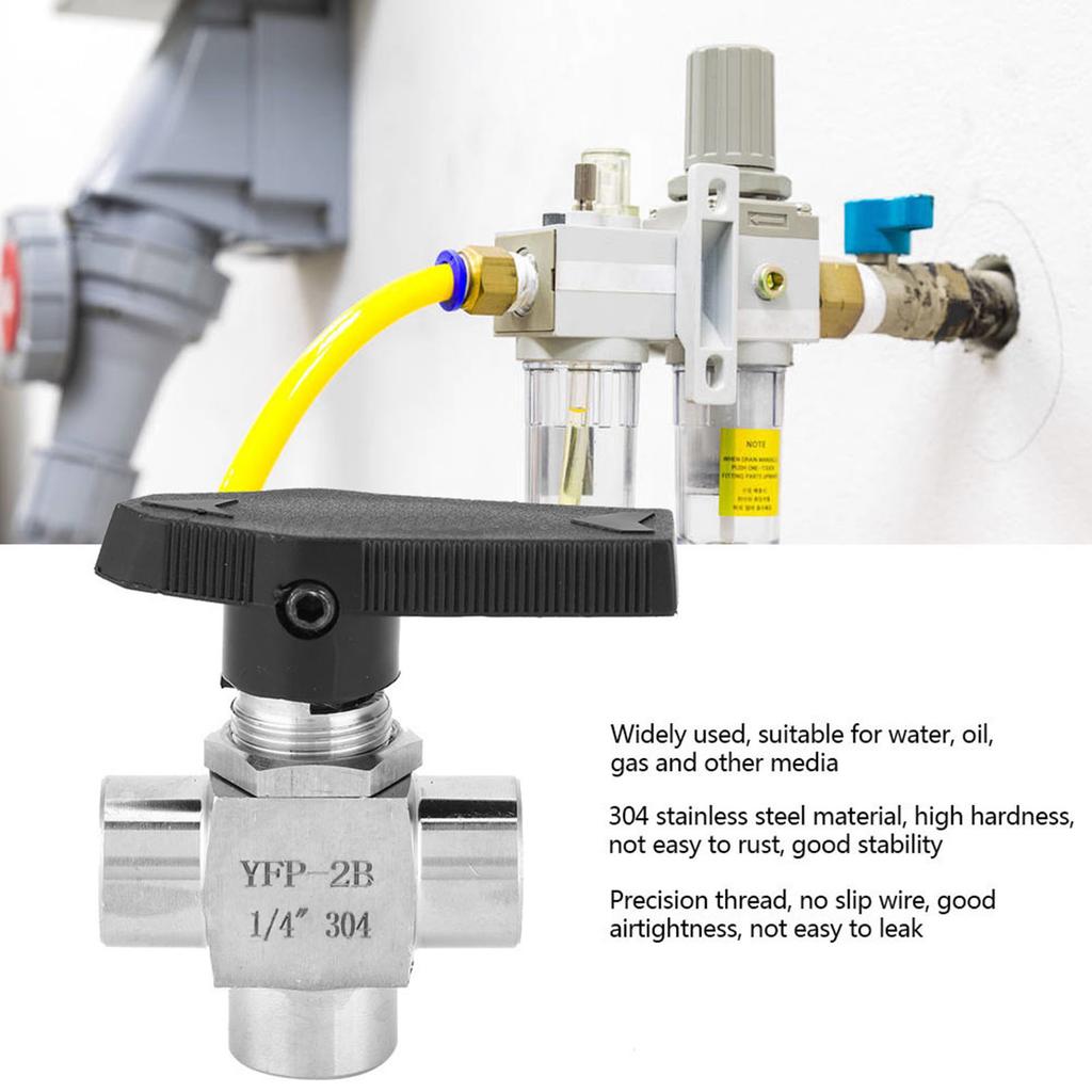 3 Way Ball Valve BSPP Female Thread Stainless Steel Valve for Water Pipe Flow ControlBSPP 1 4in