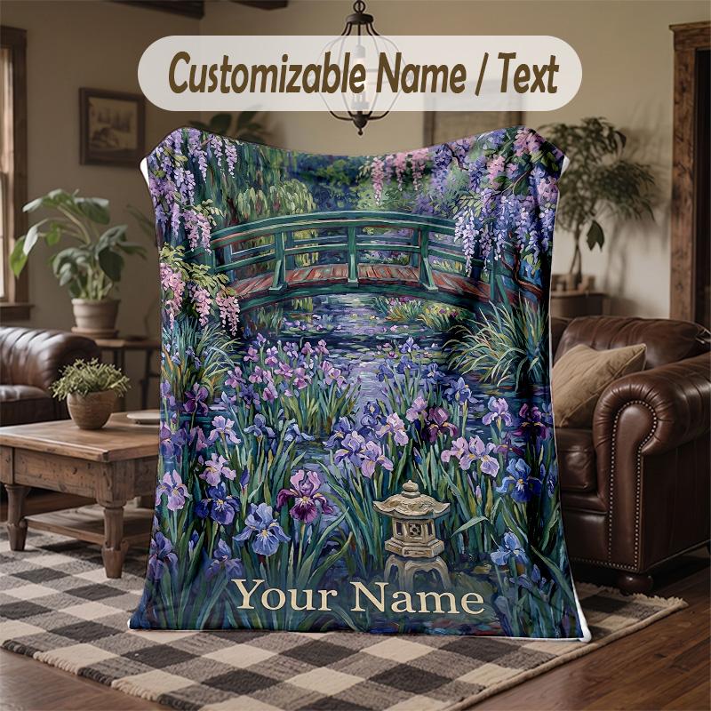 Galactic Forest Fantasy Theme Throw Blanket Custom Name Text Personalized Blanket Soft Cozy Blanket for Home Sofa Bed