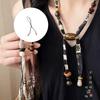 Artistic Retro Fabric Necklace Scarf Neckchain Feature Multicolor Beads Adjustable Length Daily Fashion Jewelry Gift