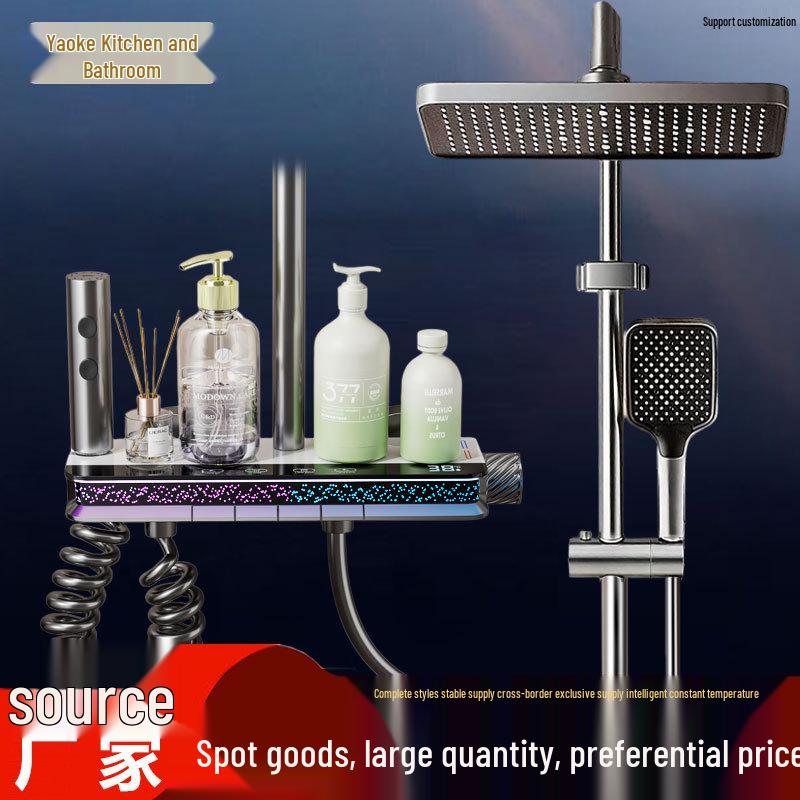 Smart Digital Display Copper Shower Head Set with Constant Temperature & Concealed Design