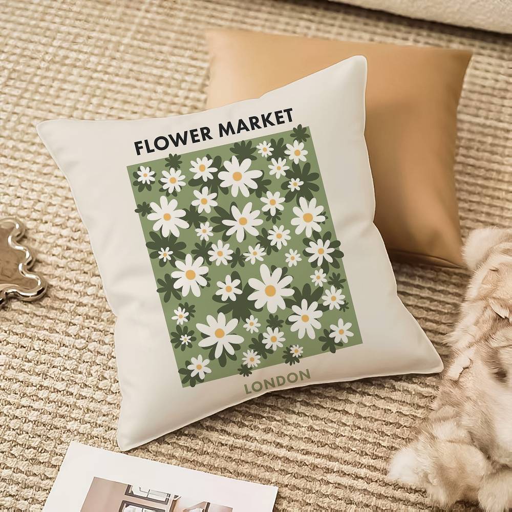 Fl-lower M-market Pillow Case Anti-dustmite Invisible Zipper Sofa Bed