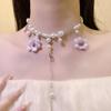[Dai Color Raw Fragrance] Purple Flower Imitation Pearl Necklace Spring and Summer Atmosphere Niche Design Versatile Elegant Necklace