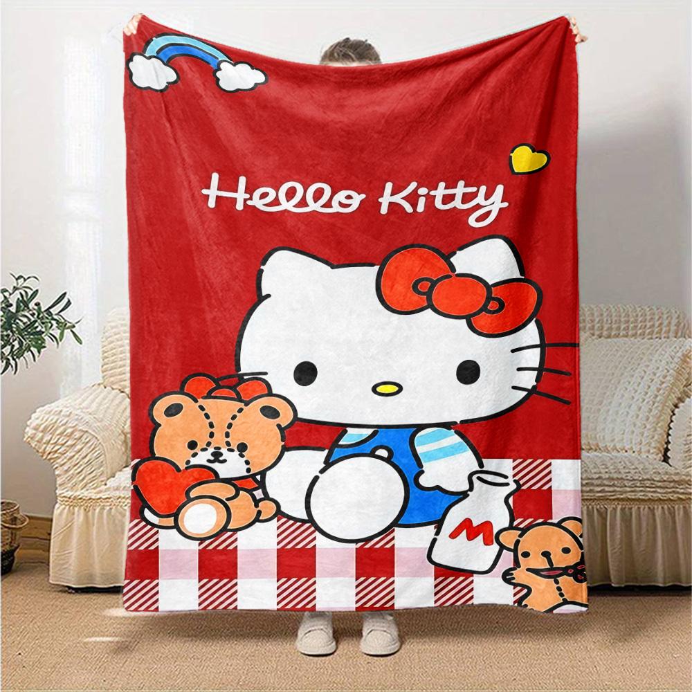 1pc Hello Kitty blanket Lightweight Flannel Throw for Sofa Bed Travel Camping Livingroom Office Couch Chair