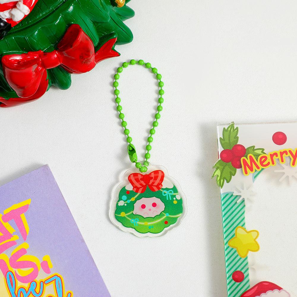 Christmas Tree Decoration Cartoon Acrylic Bag Pendant Girl Keychain Pendant Earphone Cover Backpack Ornaments Kid Christmas Gift
