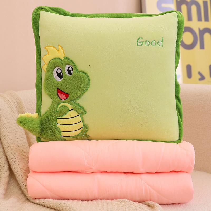Office Pillow Quilt Cute Dinosaur Rabbit Dual-Purpose Nap Pillow Small Quilt Foldable Car Air Conditioner Quilt Cushion