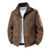 Trendy brand locomotive men's leather jacket stand-up collar glossy retro leather high-end sense large size versatile men's leather jacket