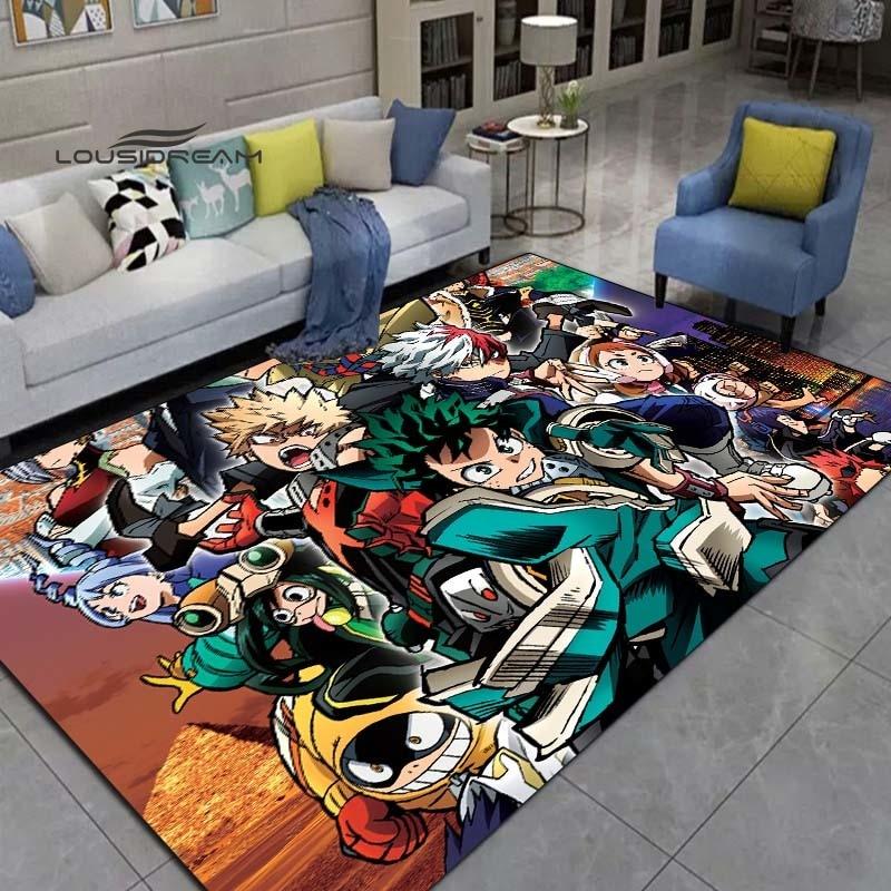 Meu herói academia tapetes moda 3d impressão anime sala de estar quarto grande área tapete macio casa quarto das crianças bonito tapete
