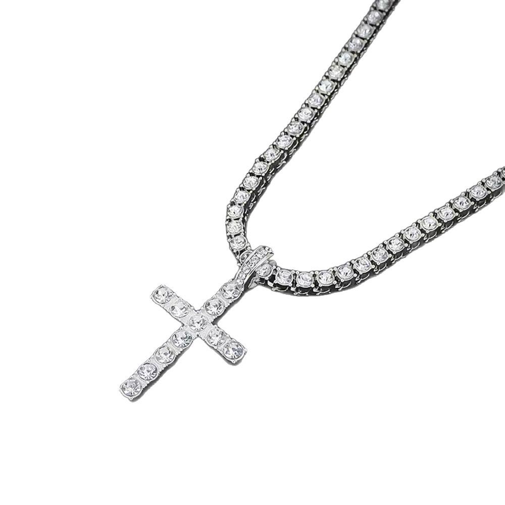 4mm Alloy Cuban Tennis Chain Necklace: Hip Hop Layered Clavicle Jewelry with Pendant for Men