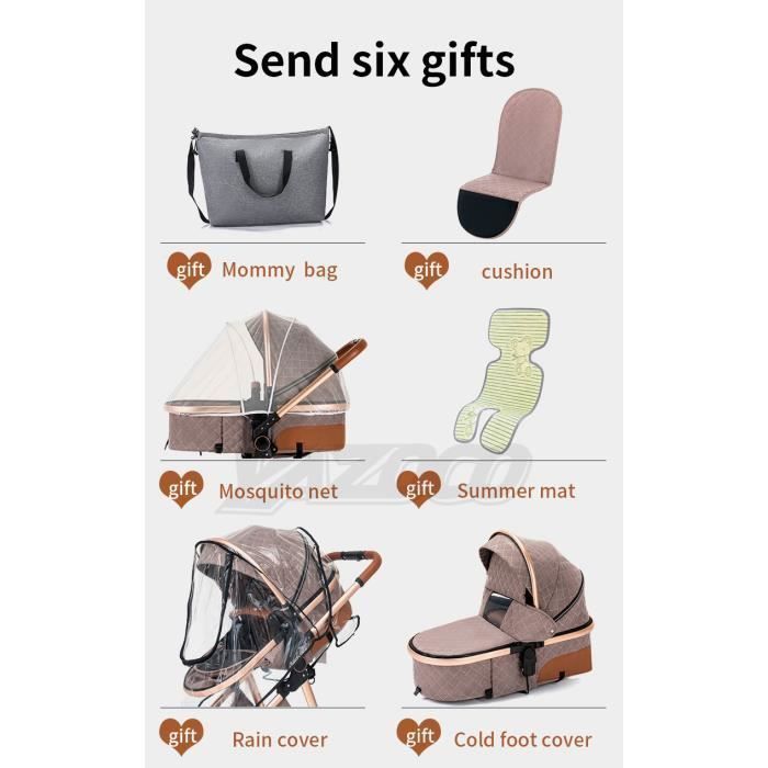 BAZARLAND30 Kočárek 3 v 1 pro miminko Kombinovaný Autosedačka Hluboká korbička Trio Oboustranný Nastavitelný Vysoká kvalita Nepíchnutelná kola. Krémově bílá