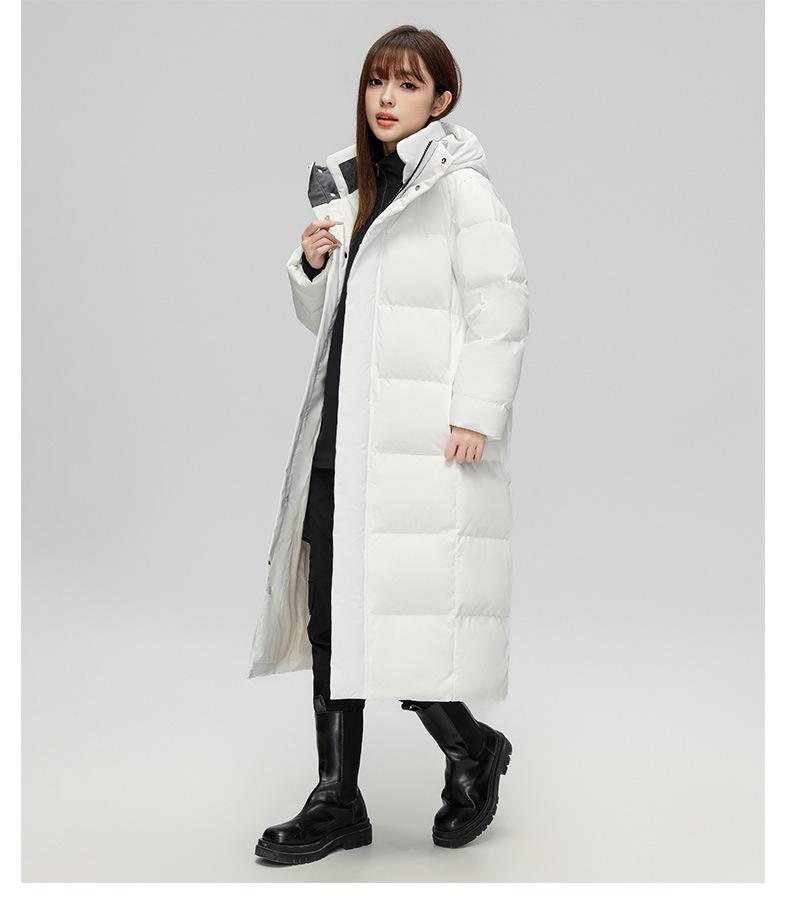 Unisex Long Winter Down Jacket, 50% White Duck Down, Dual-Opening Design, Warm & Stylish, Di Family Style.