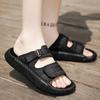 Fashion Leather Summer Men Comfort Outdoor Slippers Lightweight Fashionable Simple Quick Dry Thick Soled Soft Sole Beach Flats Slippers