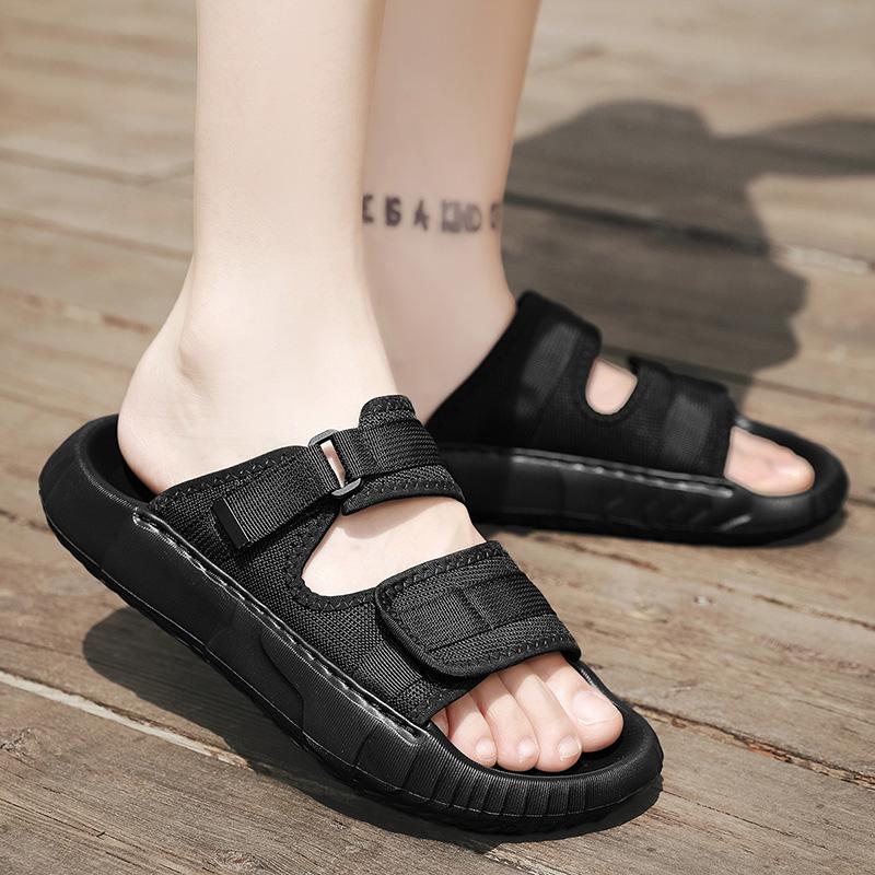 Fashion Leather Summer Men Comfort Outdoor Slippers Lightweight Fashionable Simple Quick Dry Thick Soled Soft Sole Beach Flats Slippers