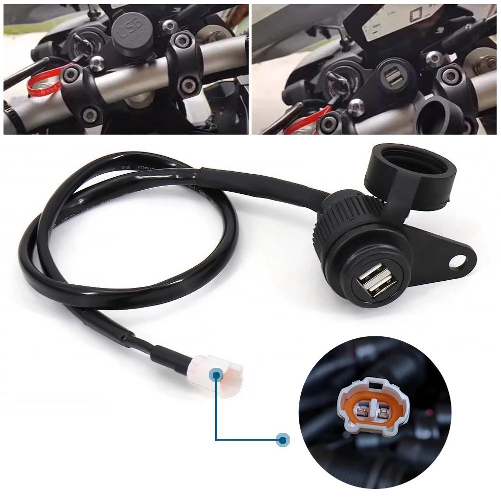 Für Yamaha MT-07 MT-09 SP Tracer FZ-09 FZ-07 Tracer XSR 700 900 Steckdosenadapter Motorrad Doppel-USB 12V Ladegerät Schwarzer Adapter