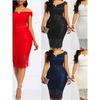 Solid Color Lace Hip Hugging Dress Women's Pure Color Sleeveless Lace Sheath Dress