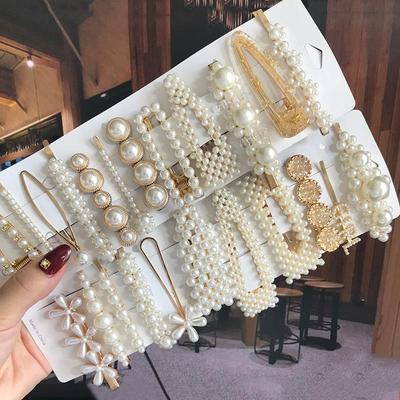 Simüle inci tokalarım boncuklu geometrik kadın saç tokası Hairgrips saç aksesuarları genç kız takısı moda saç tokası