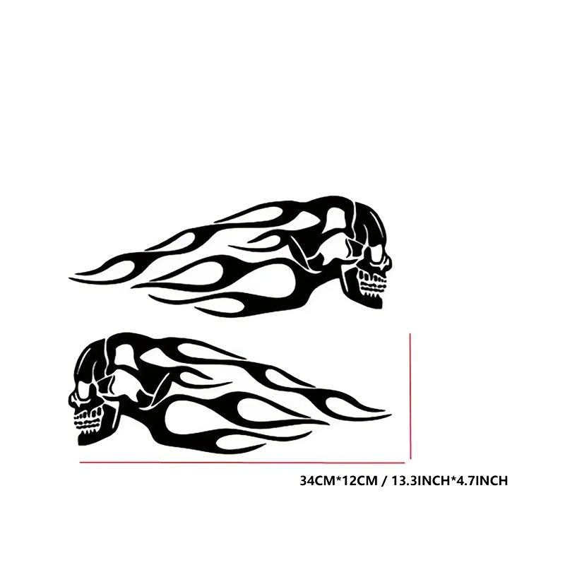 Motorcycle Stickers Flame Skull Pattern Car Body Stickers Decals Motorcycle Fuel Tank Creative Stickers Waterproof Decoration