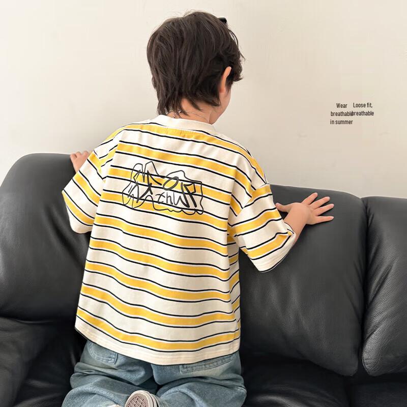 Boys' Striped Short-Sleeve Cotton T-Shirt