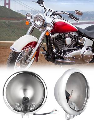 5.75" LED Headlight Housing Bucket 5.75" Motorcycle Headlamp Shell Headlight Cover Round for Harley