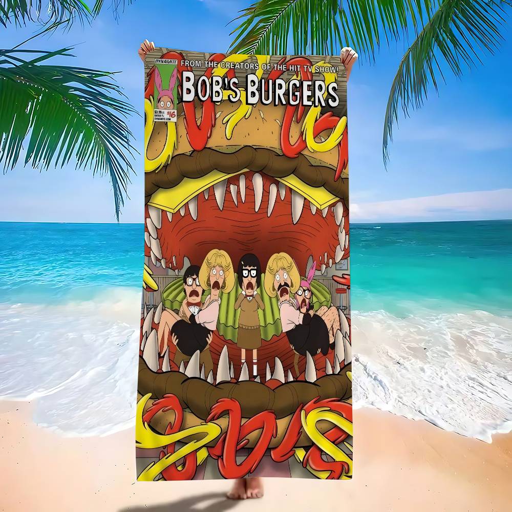 Cartoon B-Bobs B-Burgers Bath Towel Microfiber Soft Water Absorbing Breathable For Girl Kids Decorative Cartoon Beach Towel