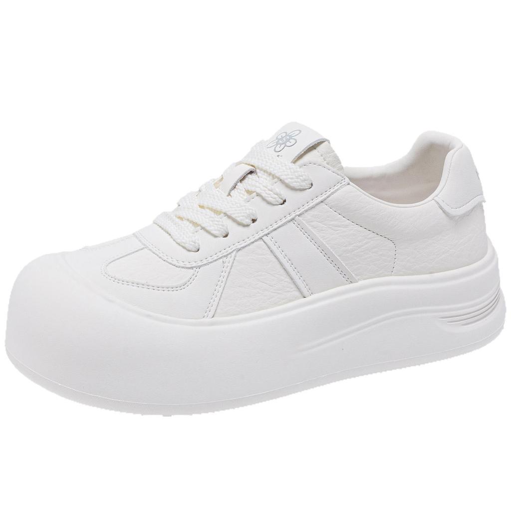 Leather women's spring new ugly cute big head board shoes platform heightening shoes fashionable versatile casual shoes