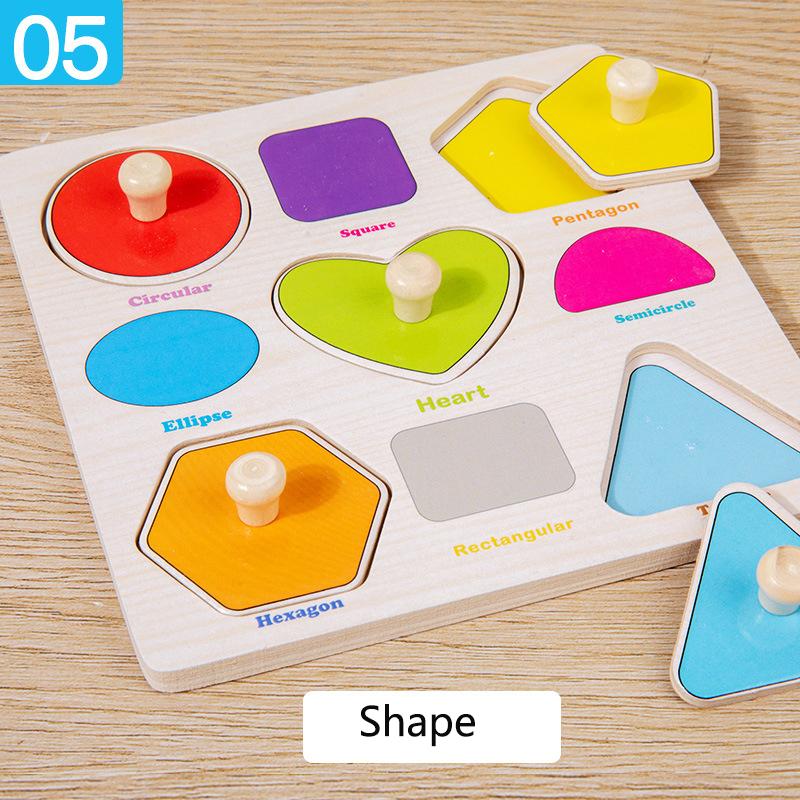 Ranch Animal Hand Grip Board Puzzle Montessori Early Education Wooden Three-dimensional Pegged Puzzle Toys for Children 1-3 Year