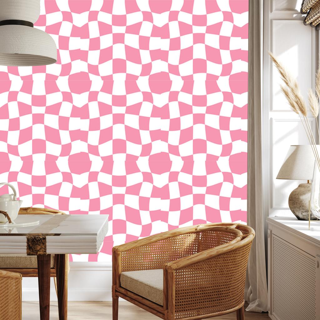 Wallpaper Free checkerboard powder pink, center powder pink 50x1000