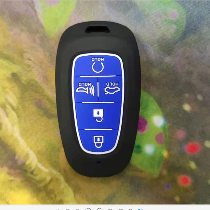 Carbon Fiber Abs +Silicone Car Key Fob Case Cover For Hyundai Solaris Sonata Hybrid Nexo Nx4 New Grand Santa Fe Tucson