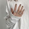 BF CLUB 925 Sterling Rings for Women Simple Geometric Handmade Irregular Retro Wide Ring Allergy For Birthday Party Gift