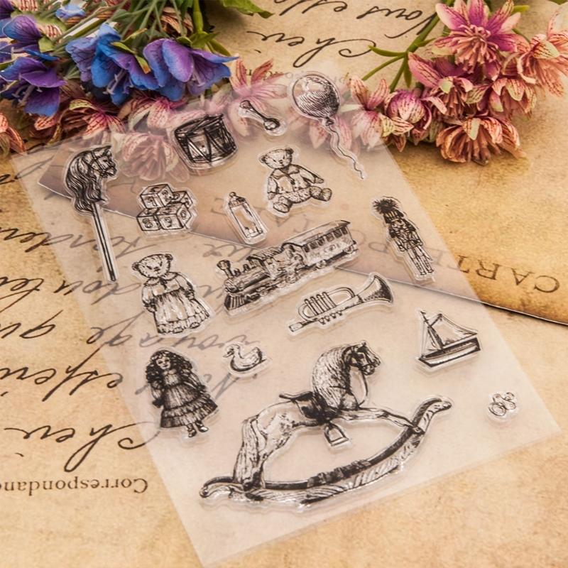 Kids Toy Theme Clear Stamps Background Silicone Stamp for Card Making Scrapbooking Journal Planner Album Decoration