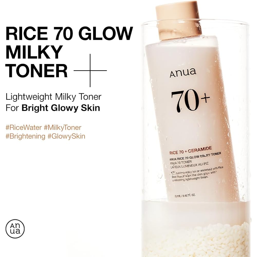 Anua Rice 70 Glow Milky Toner 250ml Hydrating Moisturizing Skin Tone Care Skincare