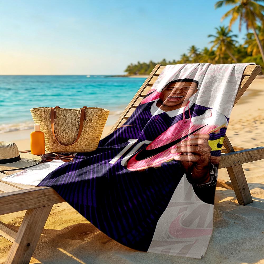 Mbappe Beach Towel Quick-Dry Soft Microfiber Comfortable Lightweight Perfect for Traveling Yoga Camping and Swimming