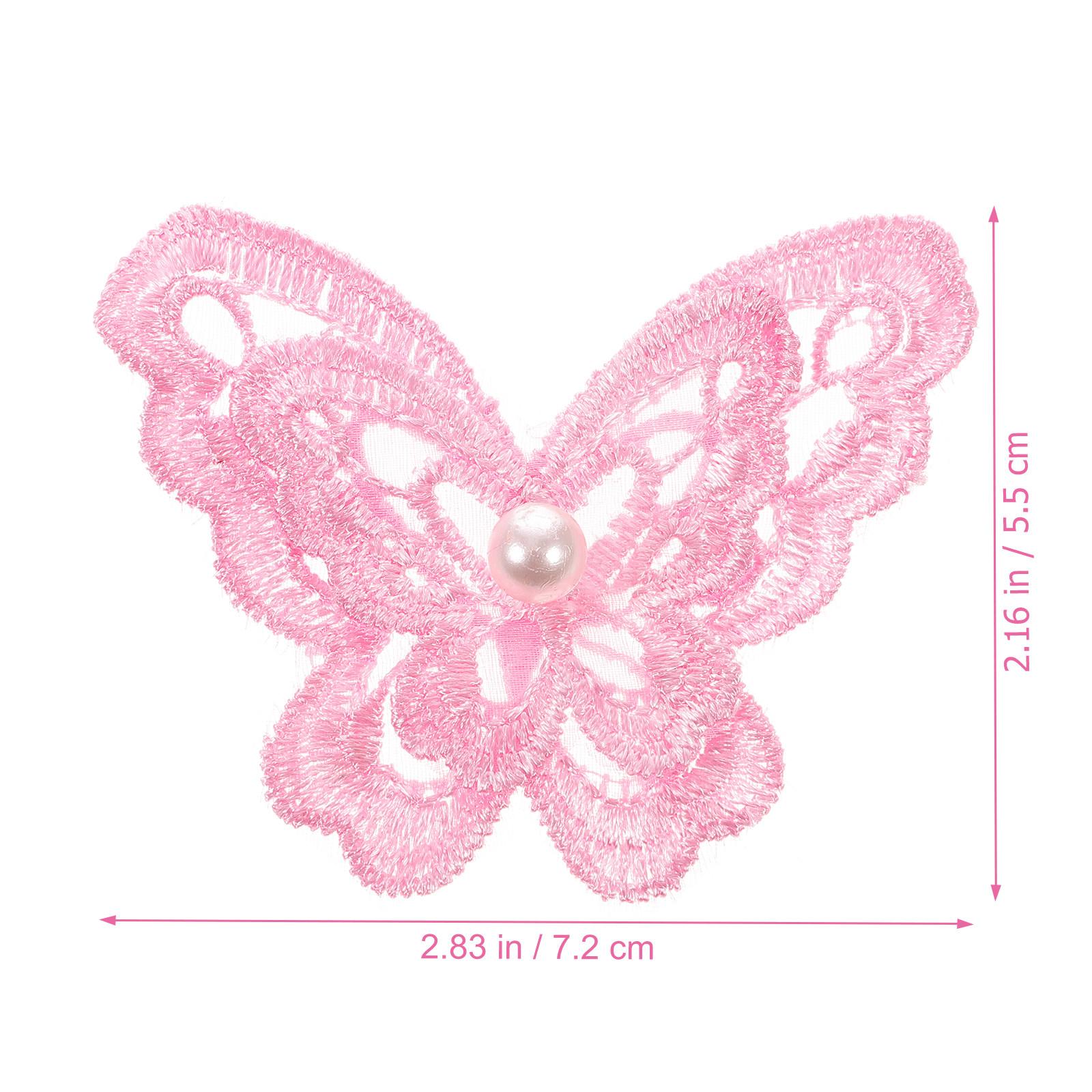 

10Pcs Delicate Embroidered Butterfly Fabric Applique for Clothing Bag Hat DIY Decoration Cute Shape Creative Design Patch розовый
