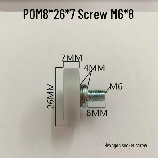626 Rubber-Coated Nylon Roller with Shaft, 608 Bearing Pulley Wheel Guide