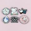 Funny Cartoon Big White Goose Brooch Set - English Letter Accessories for Backpacks & Clothing